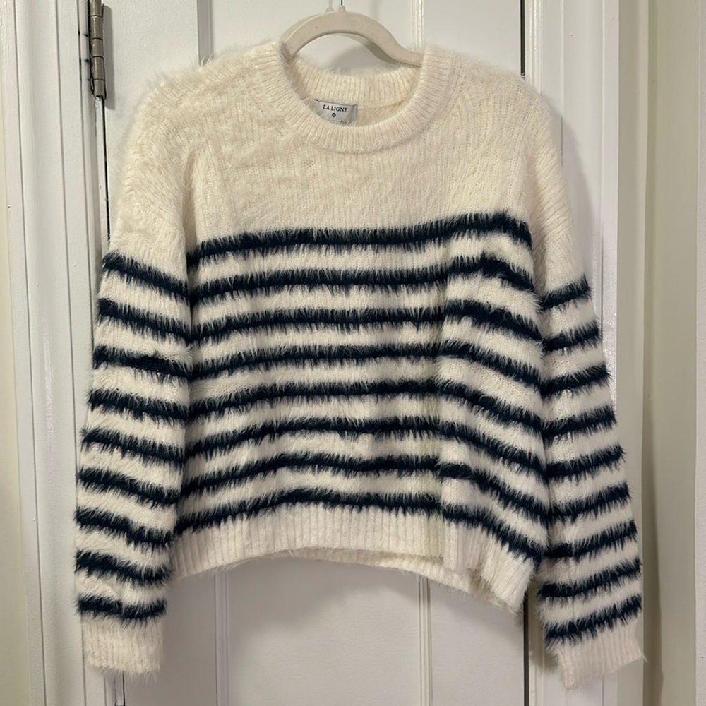 La Ligne For Target Blue White Brushed Striped Sweater Size M